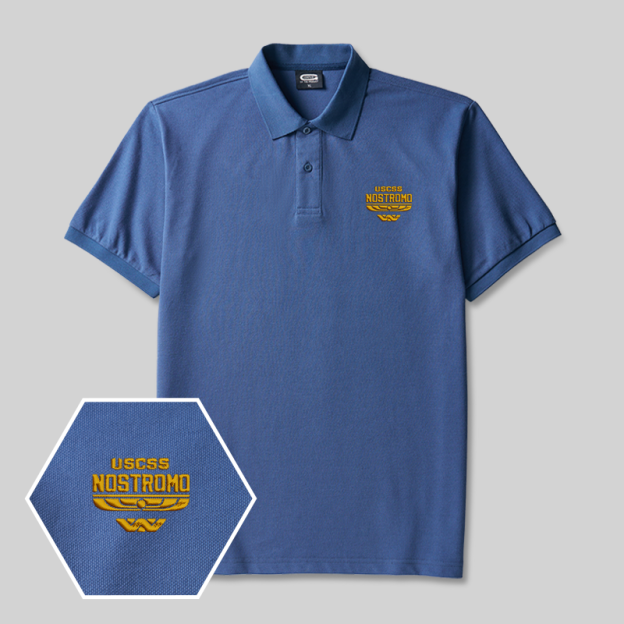 Alien Space Freighter Geek Embroidered Polo Shirts