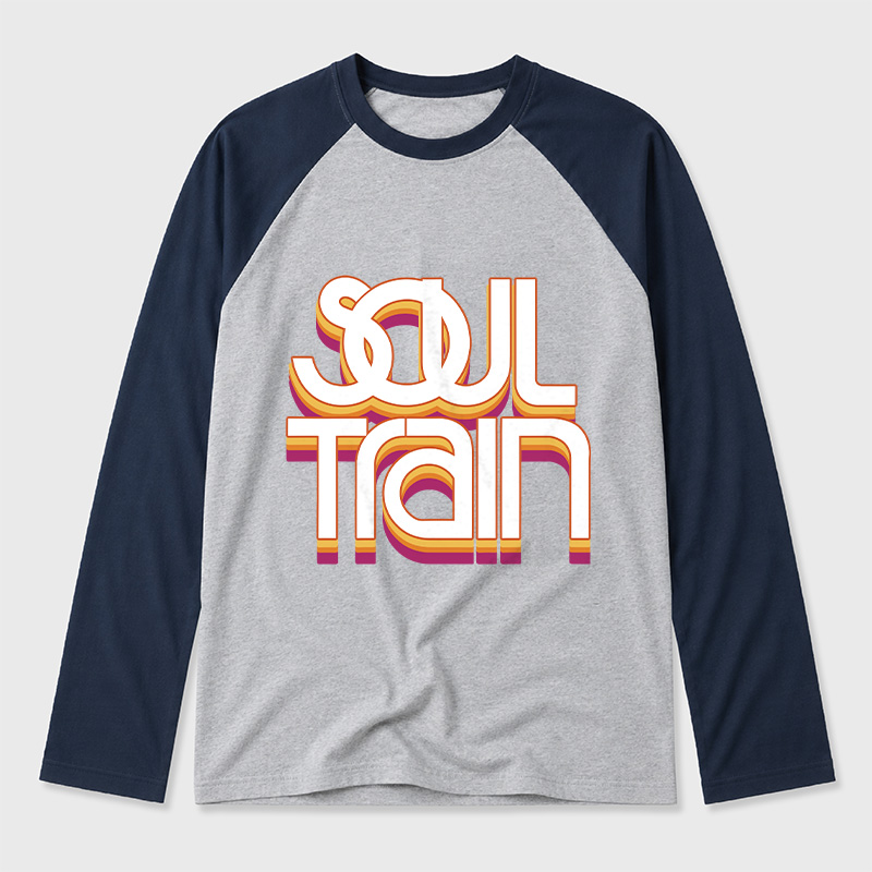 Vintage Soul Train Geek Retro Raglan Long-Sleeve Tee