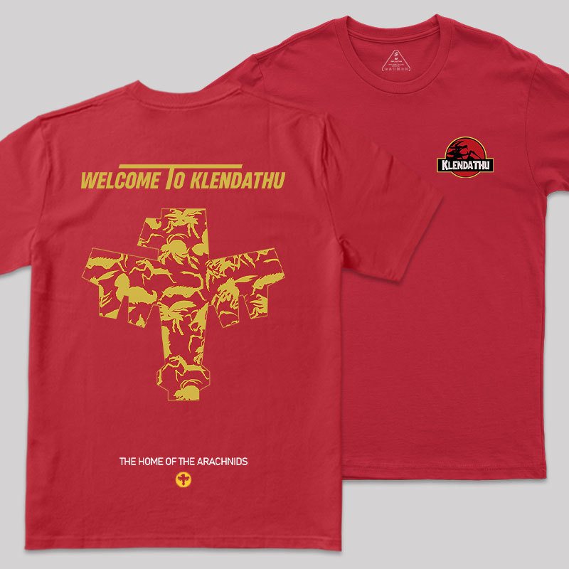 The Home Of The Arachnids Front and Back Printing Geek T-Shirt