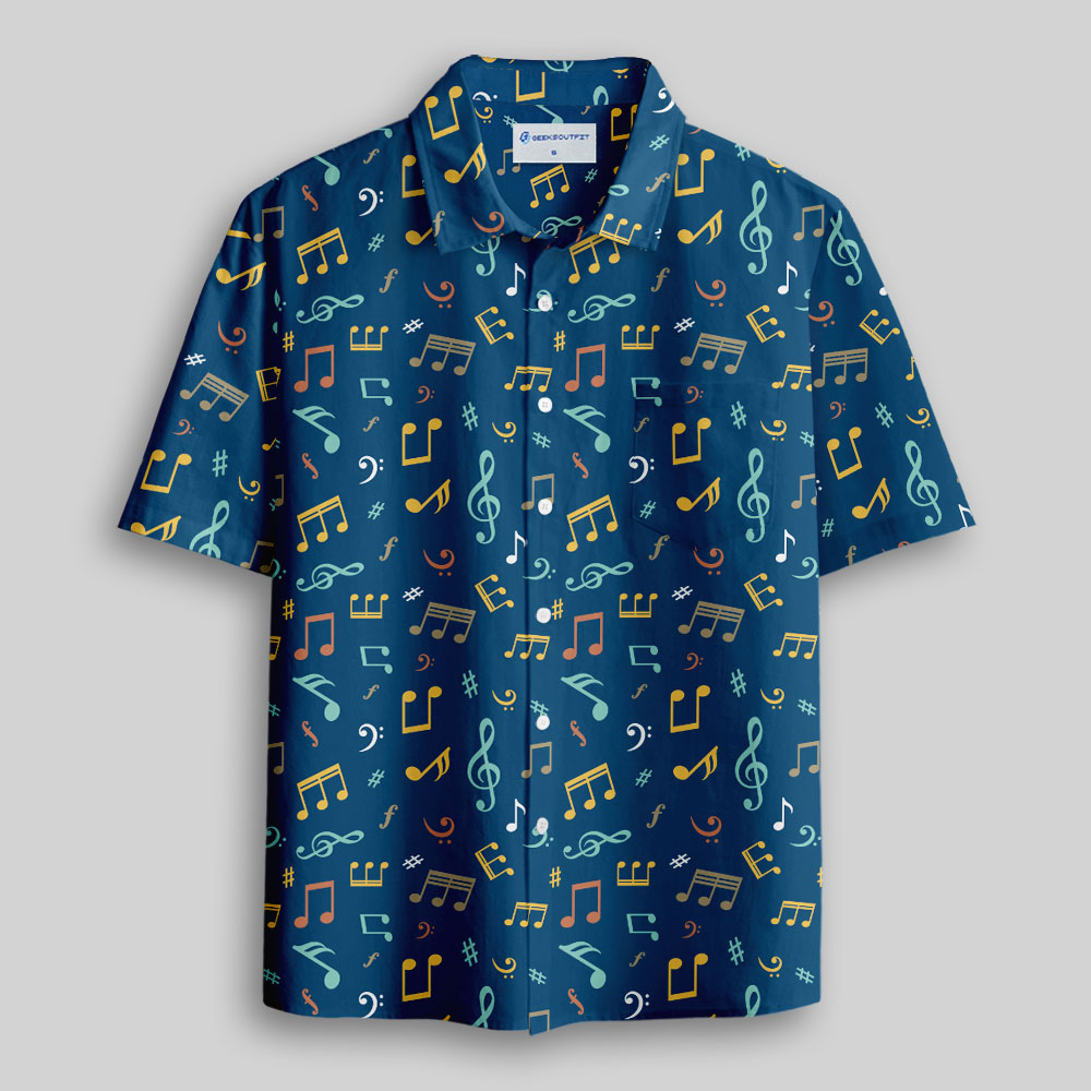 Musical Notes Button Up Pocket Shirt