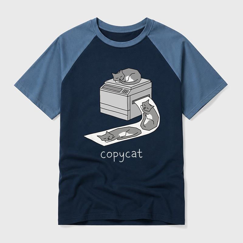 Copycat Printer Nap Graphic Geek Retro Raglan T-Shirt