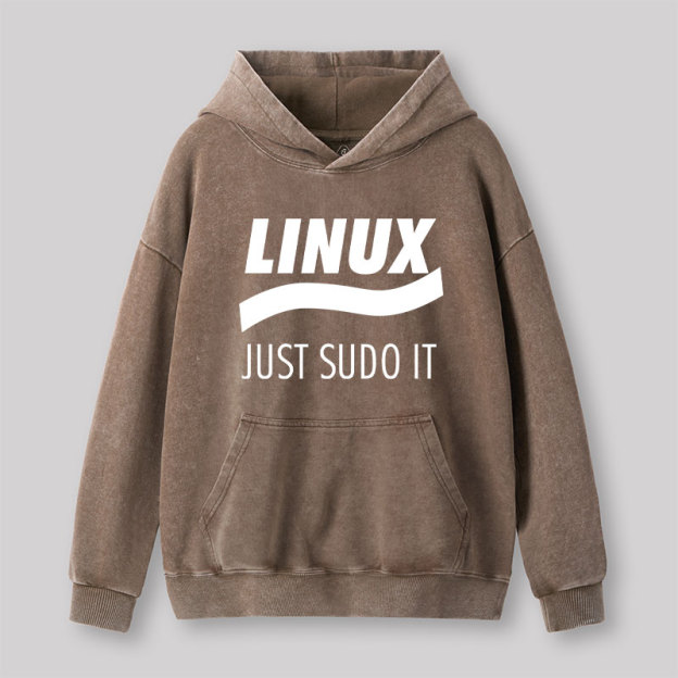 Linux Just Sudo It Geek Washed Hoodie