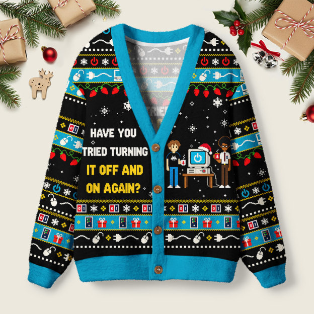 Funny IT Helpdesk Geek Ugly Cardigan Sweaters