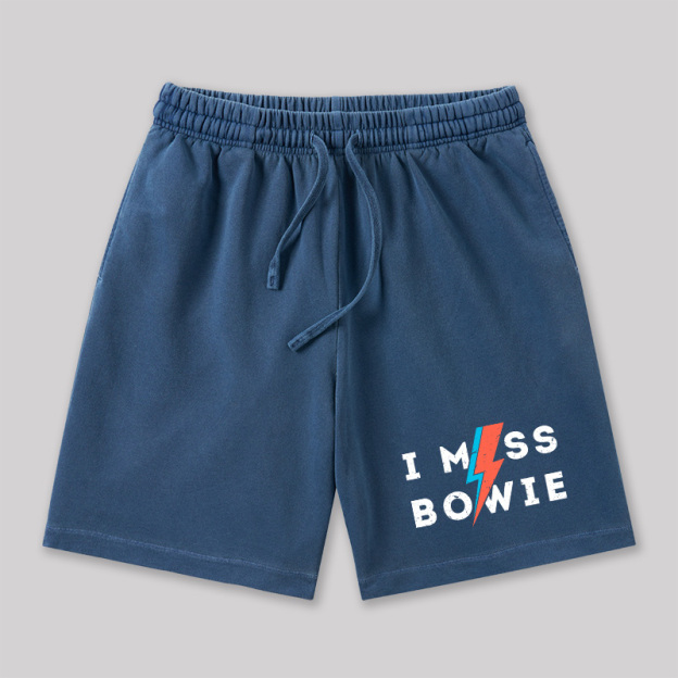 I Miss Bowie Geeky Washed Shorts