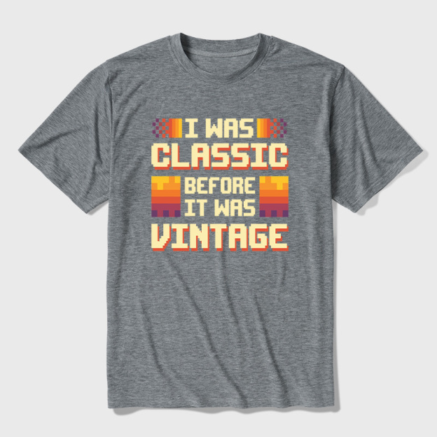 Retro 8-Bit Classic Before Vintage Aesthetic Ultra Soft Heather Tees