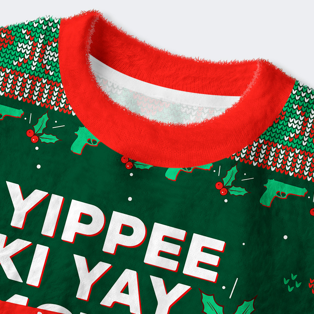 Yippee Ki Yay Merry Christmas Geek Women's Christmas Cropped Ugly Sweater