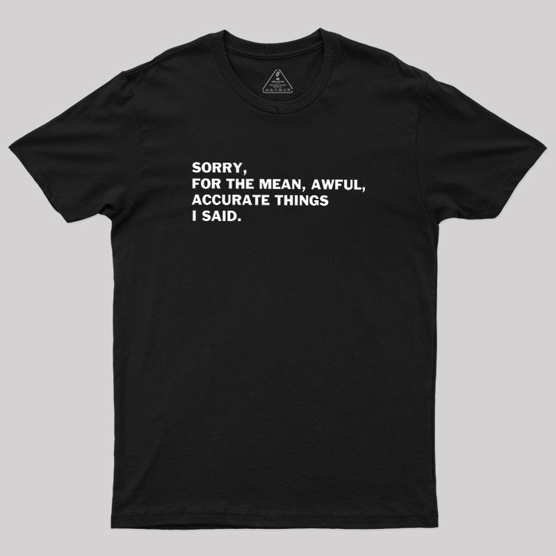 Accurate Things I Said Geek T-Shirt