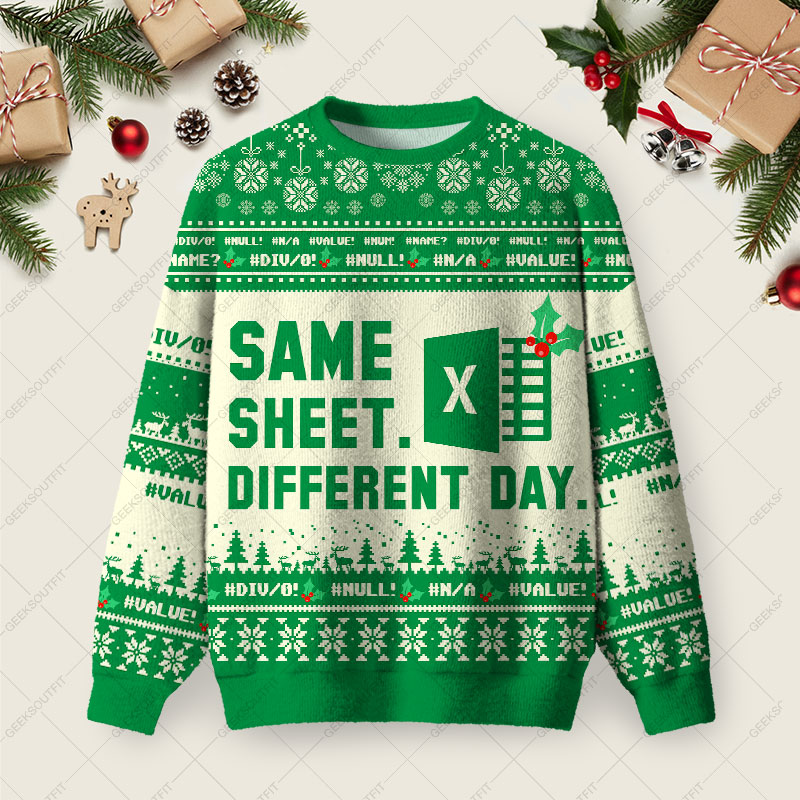 Same Sheet Different Day Ugly Christmas Fuzzy Fleece Sweatshirt