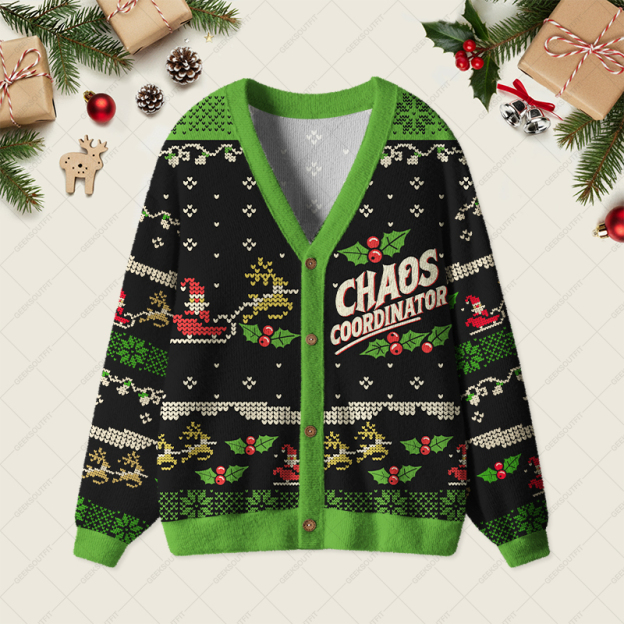 Holiday Chaos Coordinator Geek Ugly Cardigan Sweaters 