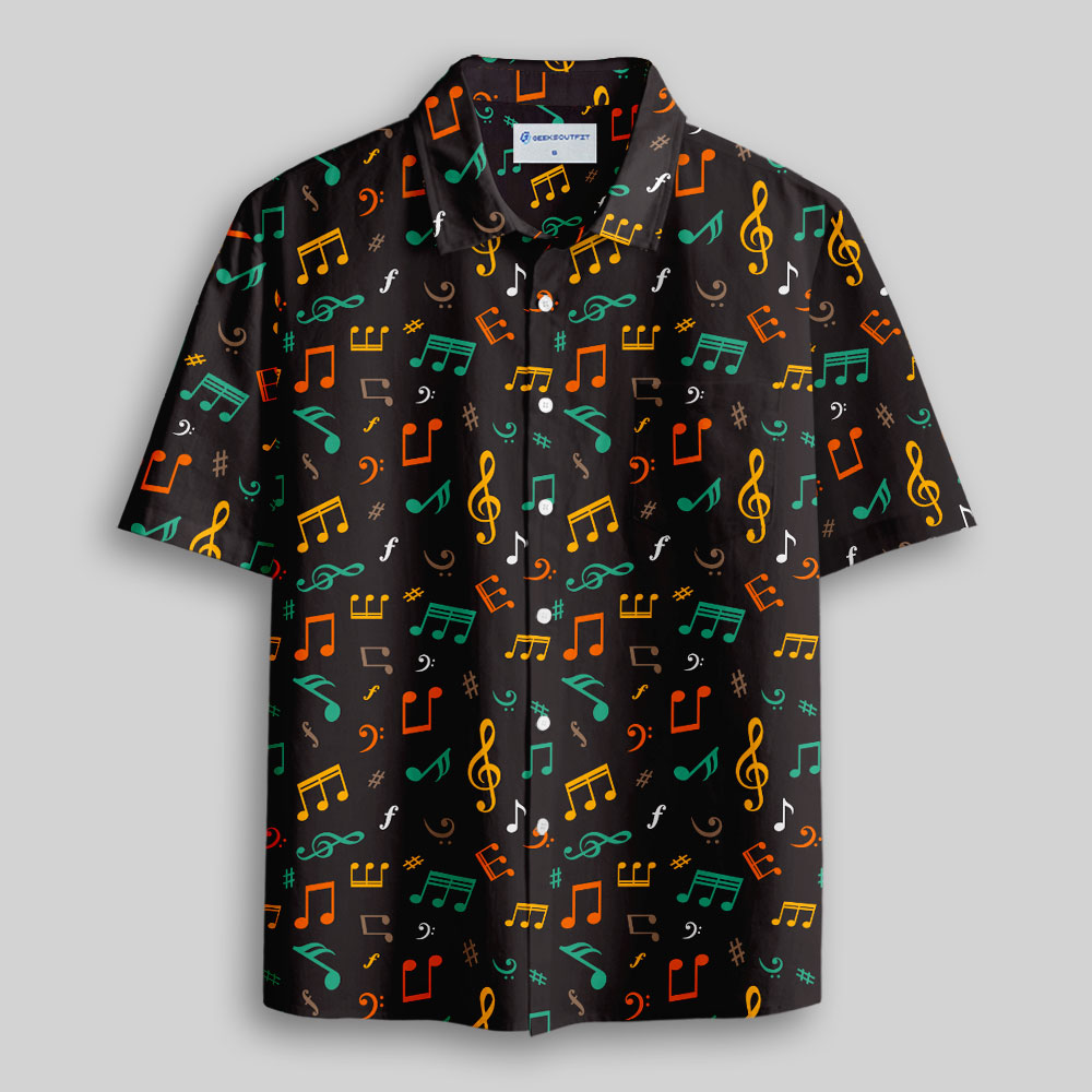 Musical Notes Button Up Pocket Shirt