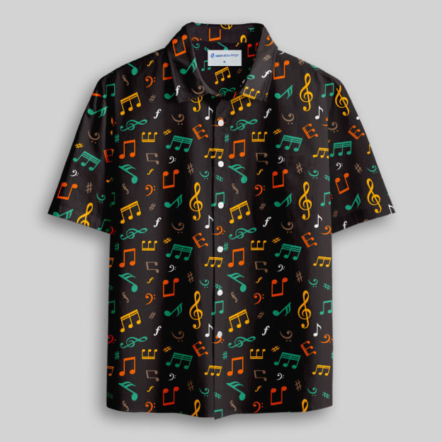 Musical Notes Button Up Pocket Shirt