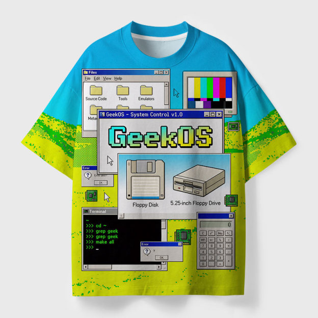 GeekOS v1.0 Geek Eco Oversized Graphic Tees