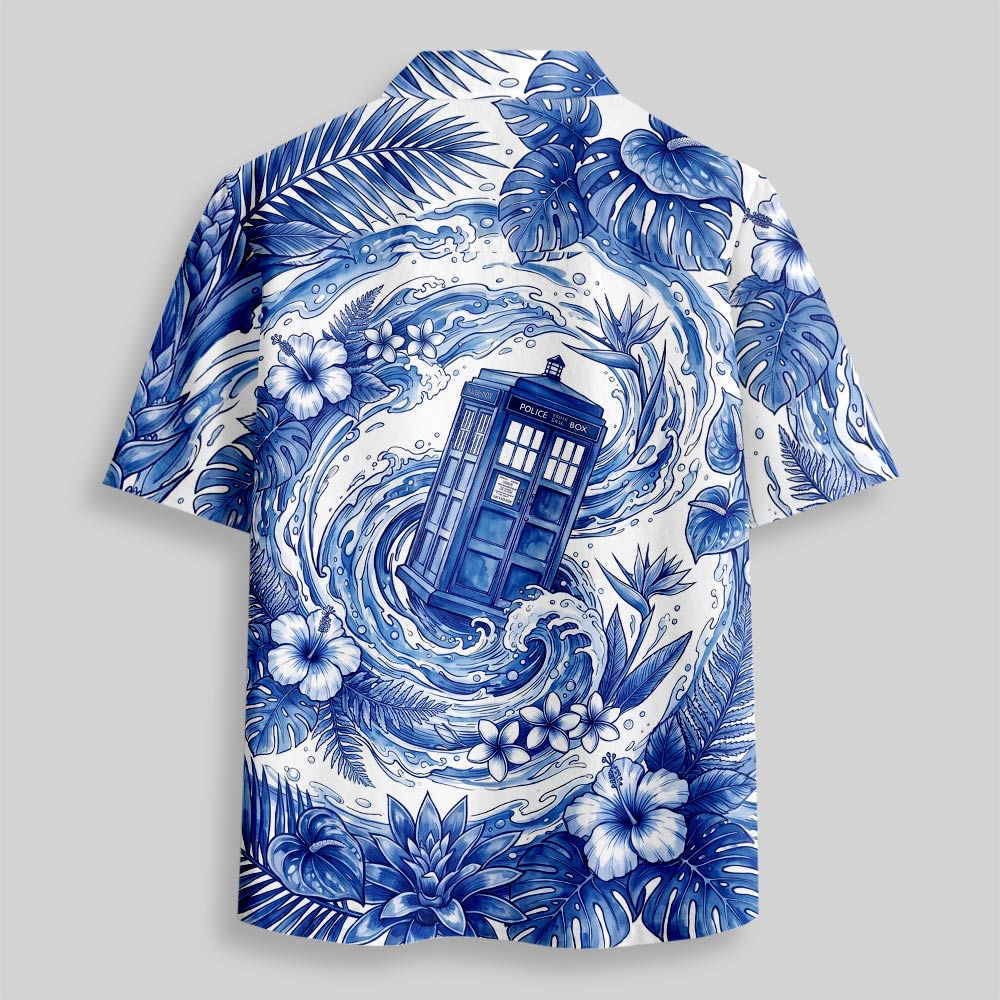 Blue Tides of Time Button Up Pocket Shirt