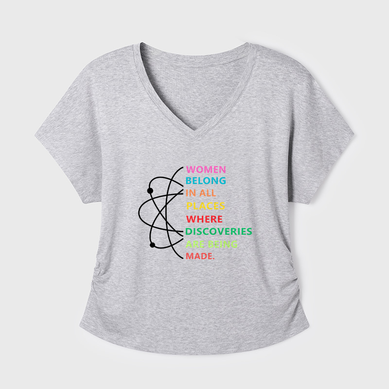 Women Belong In Science Geek Dolman Sleeve V-Neck Shirt
