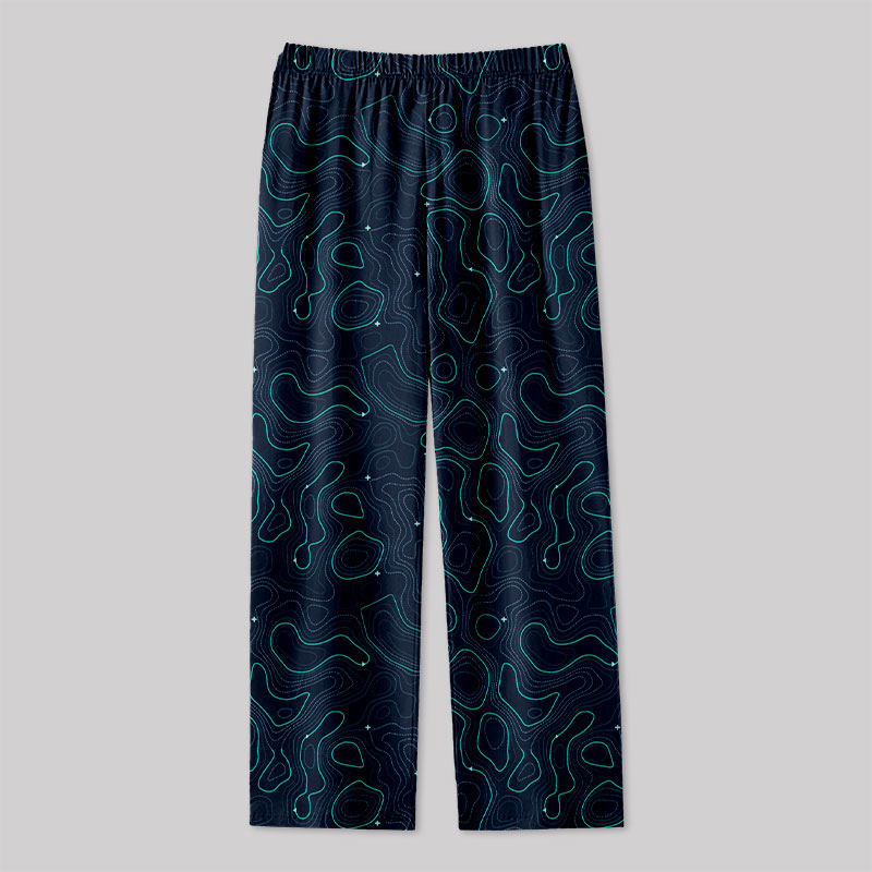 Geographic Contour Navy Blue Geek Loungewear Pants