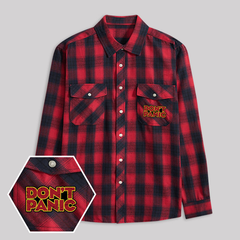 Dont Panic Retro Plaid Flannel Shirt