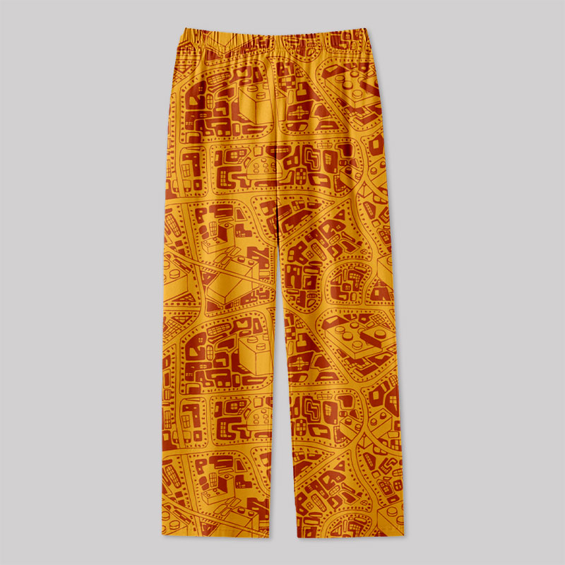 3D Map Lego Yellow Geek Loungewear Pants