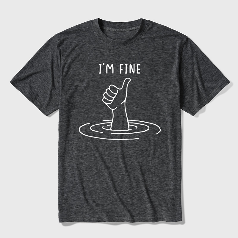 I'm Fine Like Hand Thumbs Up On Water Surface Ultra Soft Heather Tee
