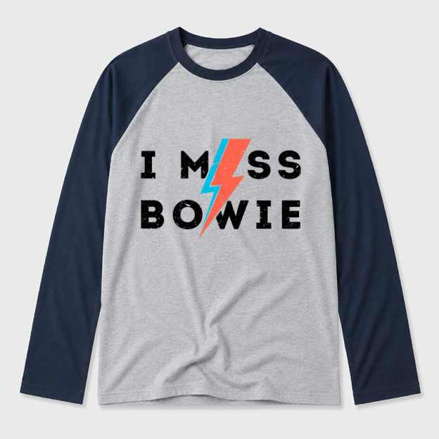 I Miss Bowie Geek Retro Raglan Long-Sleeve Tee