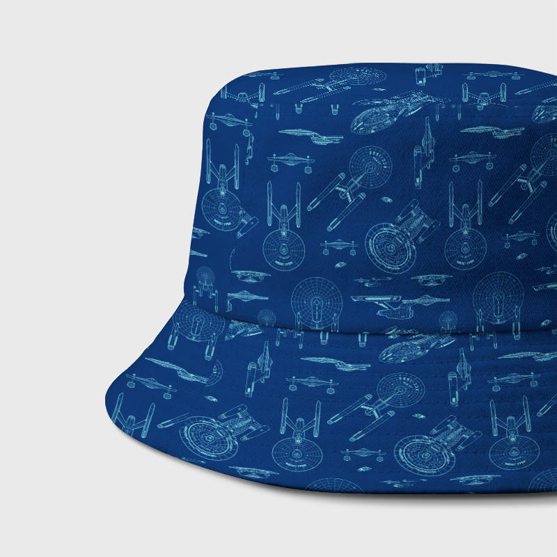 Spaceship Line Drawing Geek Bucket Hat