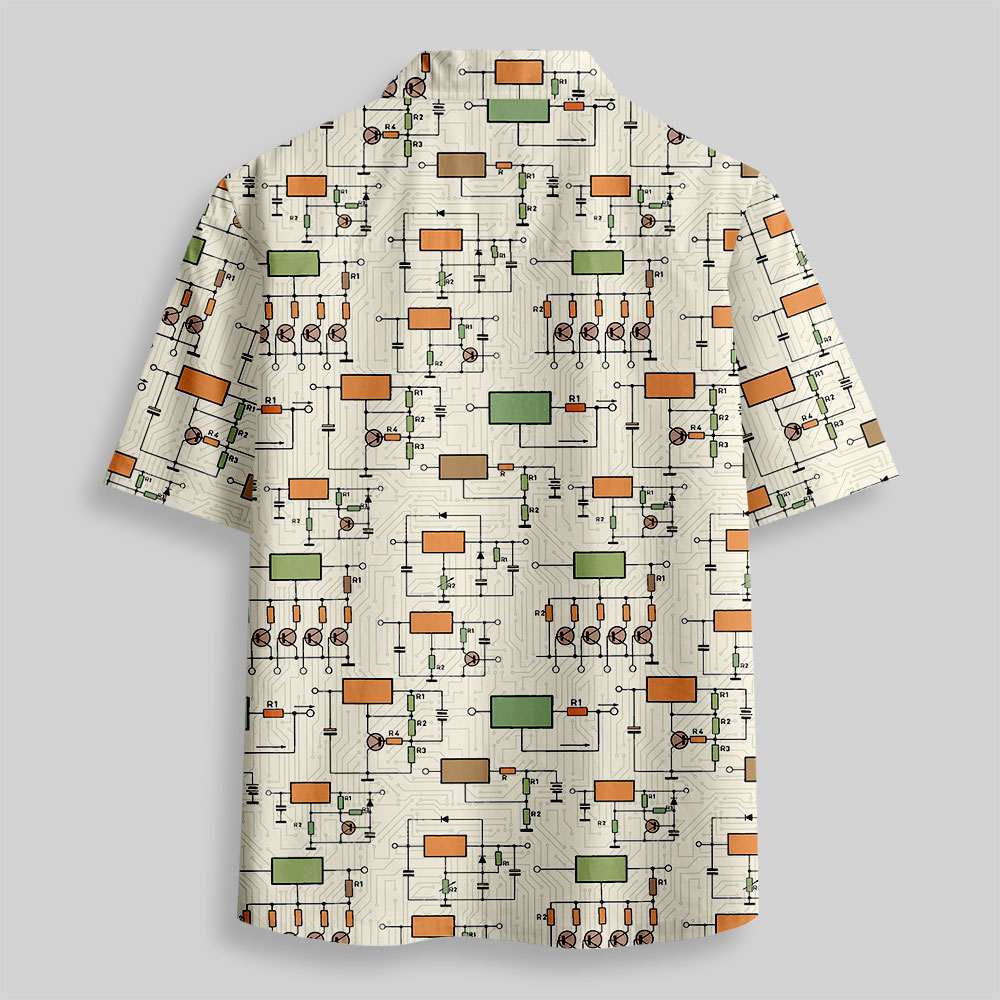 Retro Circuit Button Up Pocket Shirt