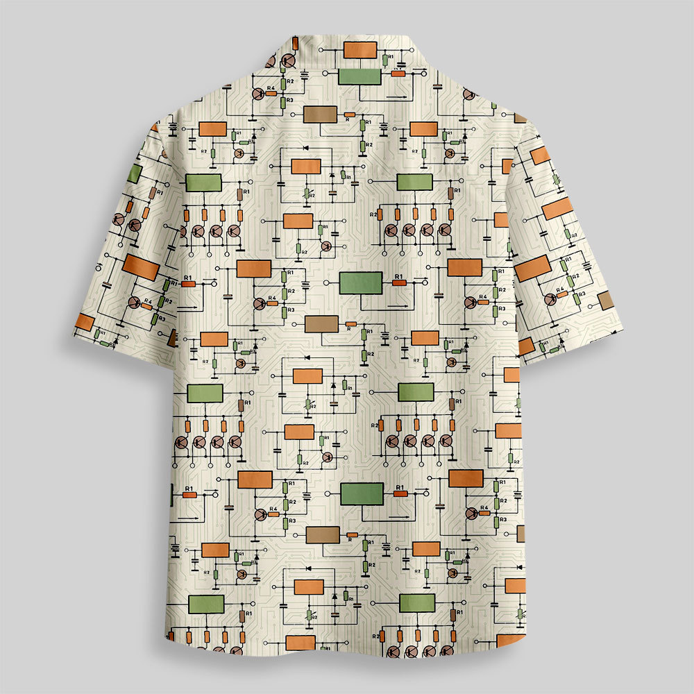 Retro Circuit Button Up Pocket Shirt