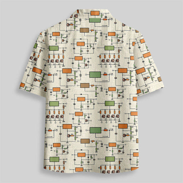 Retro Circuit Button Up Pocket Shirt
