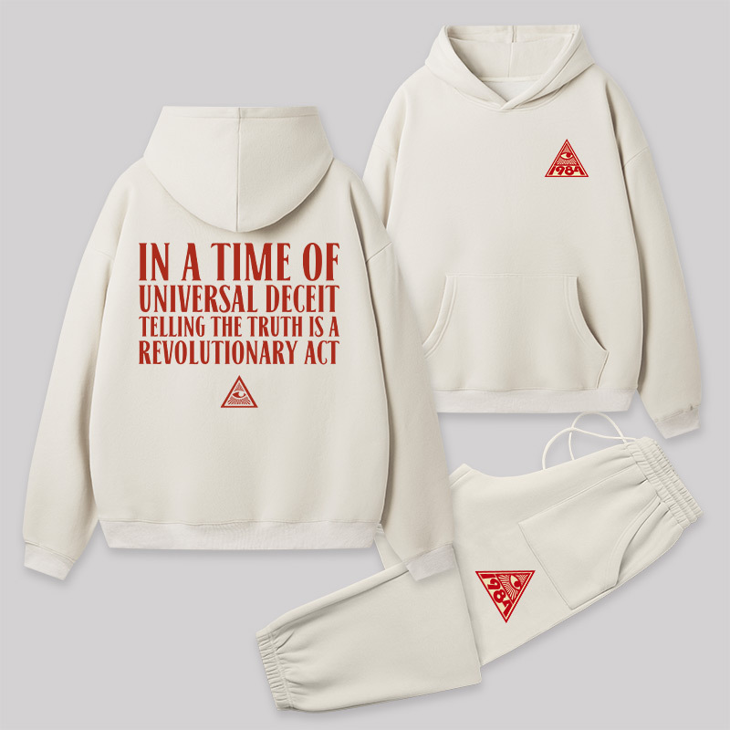 A Revolutionary Act Front and Back Printed Geek Fleece Hoodie Set