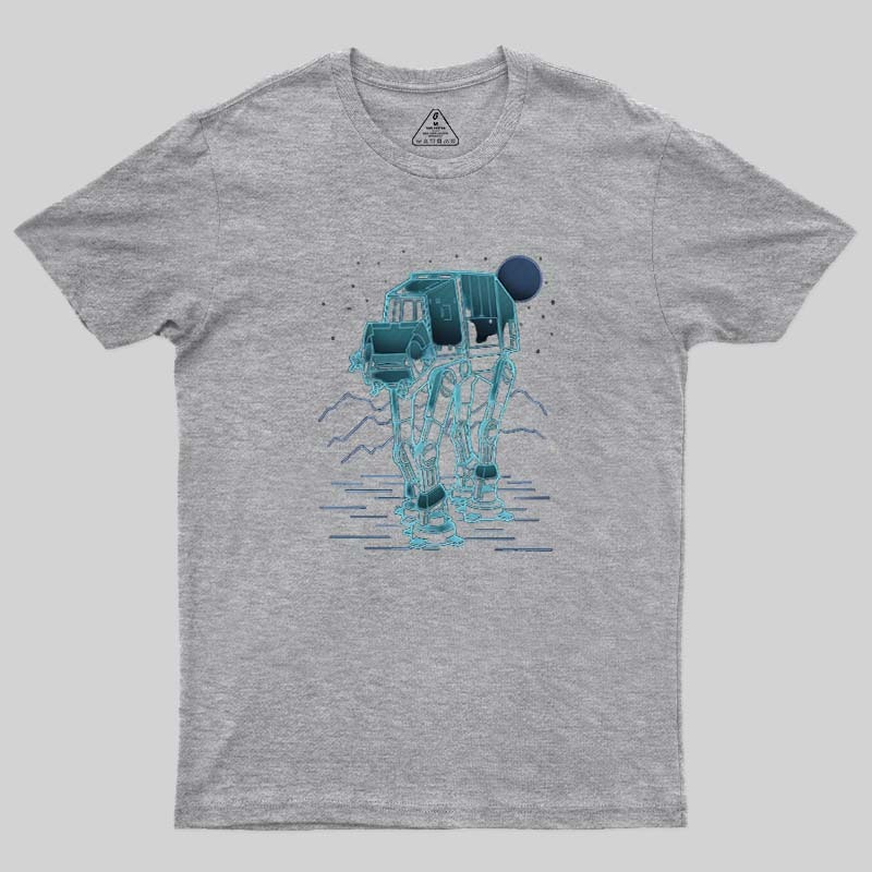 Neon Line-Art Armored Walker Geek T-Shirt