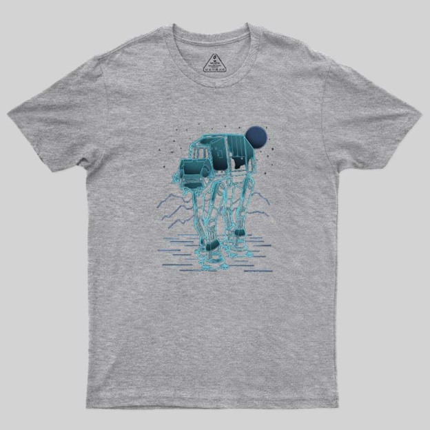 Neon Line-Art Armored Walker Geek T-Shirt