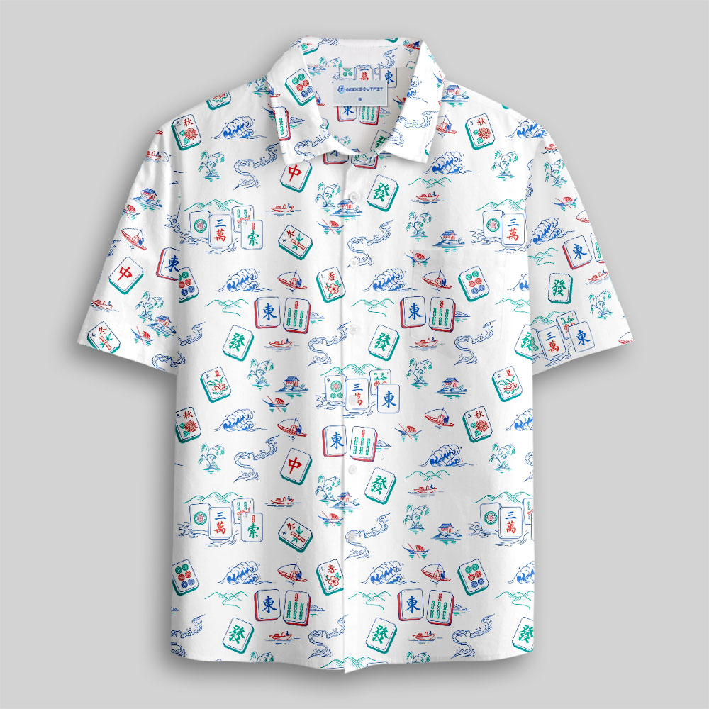 Fortune & Luck Mahjong Button Up Pocket Shirt