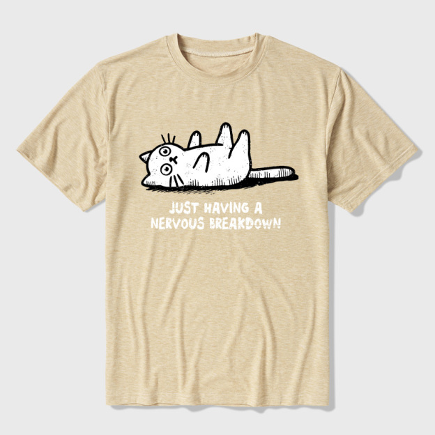 Nervous Breakdown Cat Ultra Soft Heather Tee