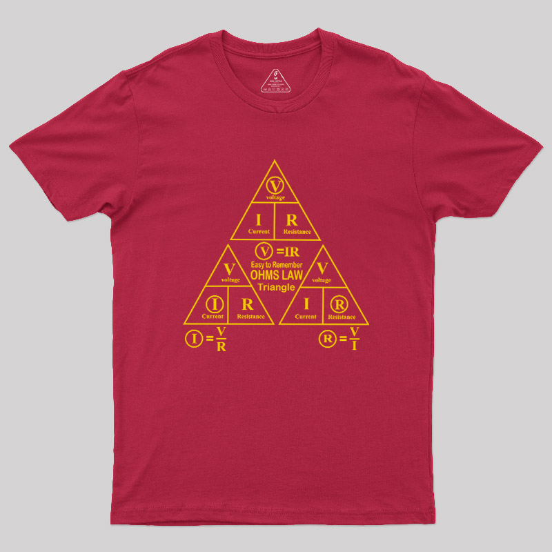 Electrical Ohms Law Triangle Formula Chart Geek T-Shirt