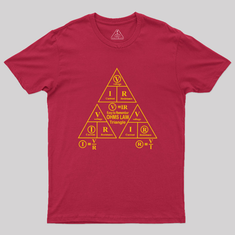 Electrical Ohms Law Triangle Formula Chart Geek T-Shirt