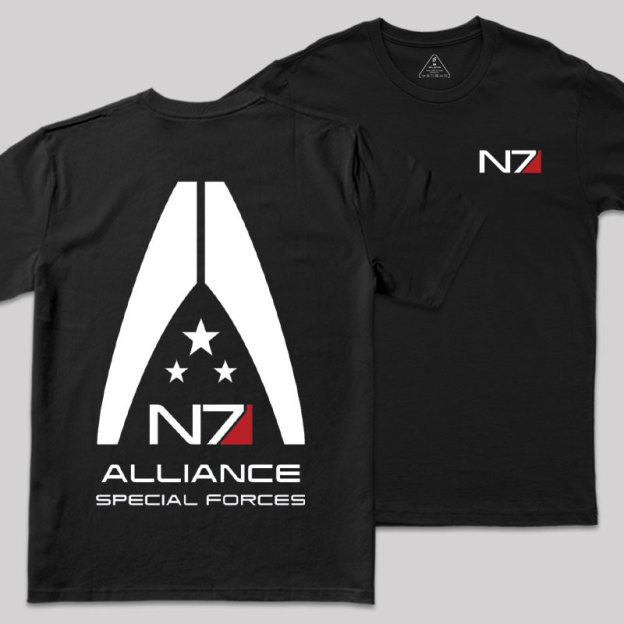 Mass Effect N7 Front and Back Printing Geek T-Shirt