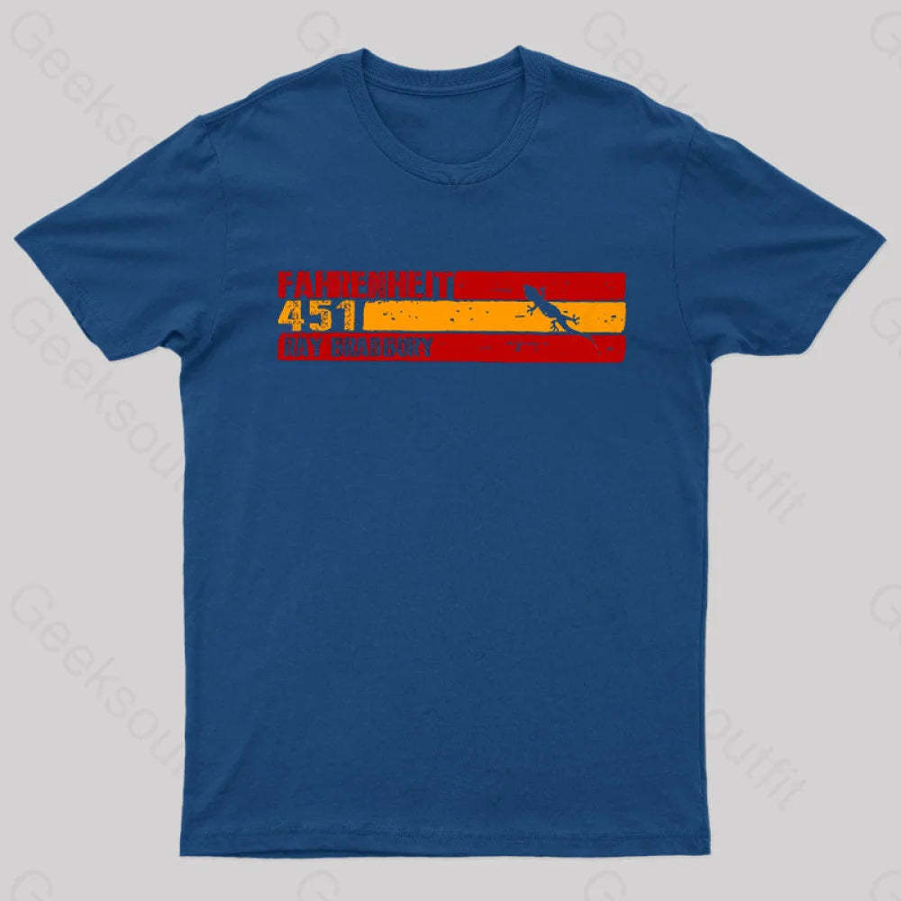 Fahrenheit 451 By Ray Bradbury Nerd T-Shirt Navy / S