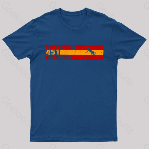 Fahrenheit 451 By Ray Bradbury Nerd T-Shirt Navy / S