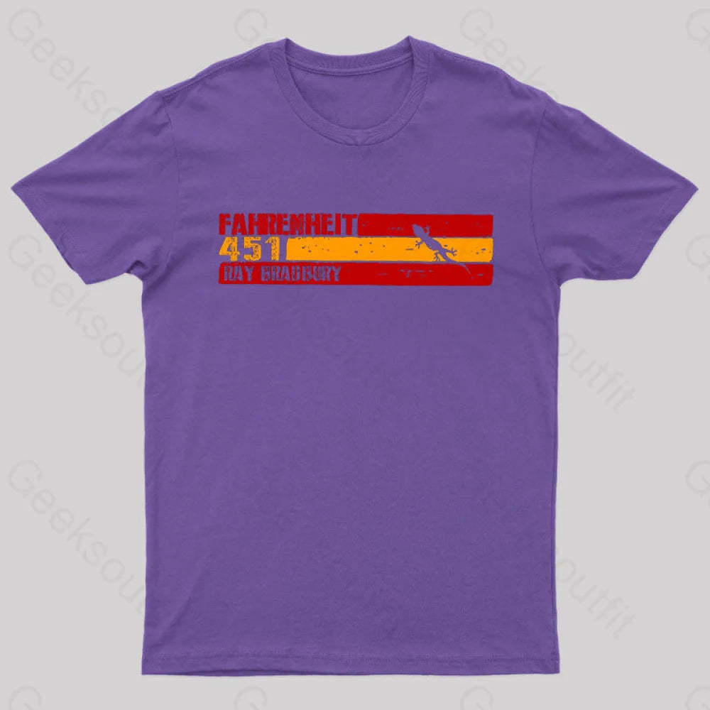 Fahrenheit 451 By Ray Bradbury Nerd T-Shirt Purple / S