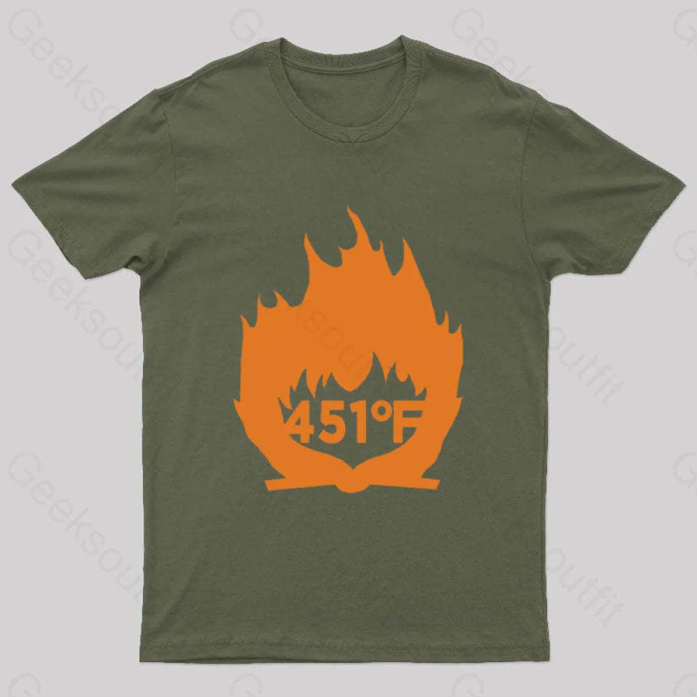 Fahrenheit 451 Nerd T-Shirt Army Green / S