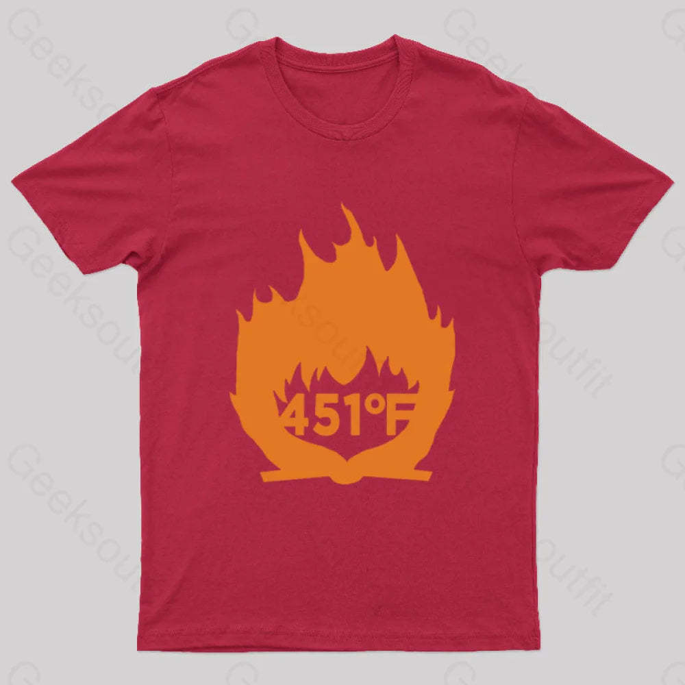 Fahrenheit 451 Nerd T-Shirt Red / S