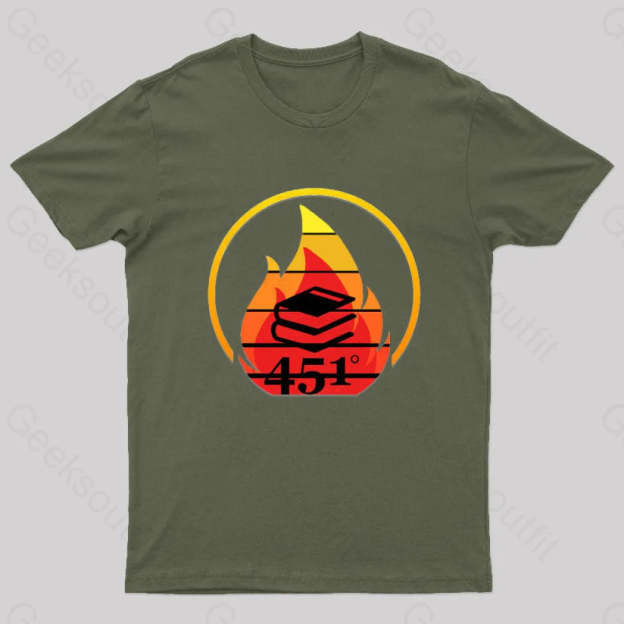 Fahrenheit 451 Retro Nerd T-Shirt Army Green / S