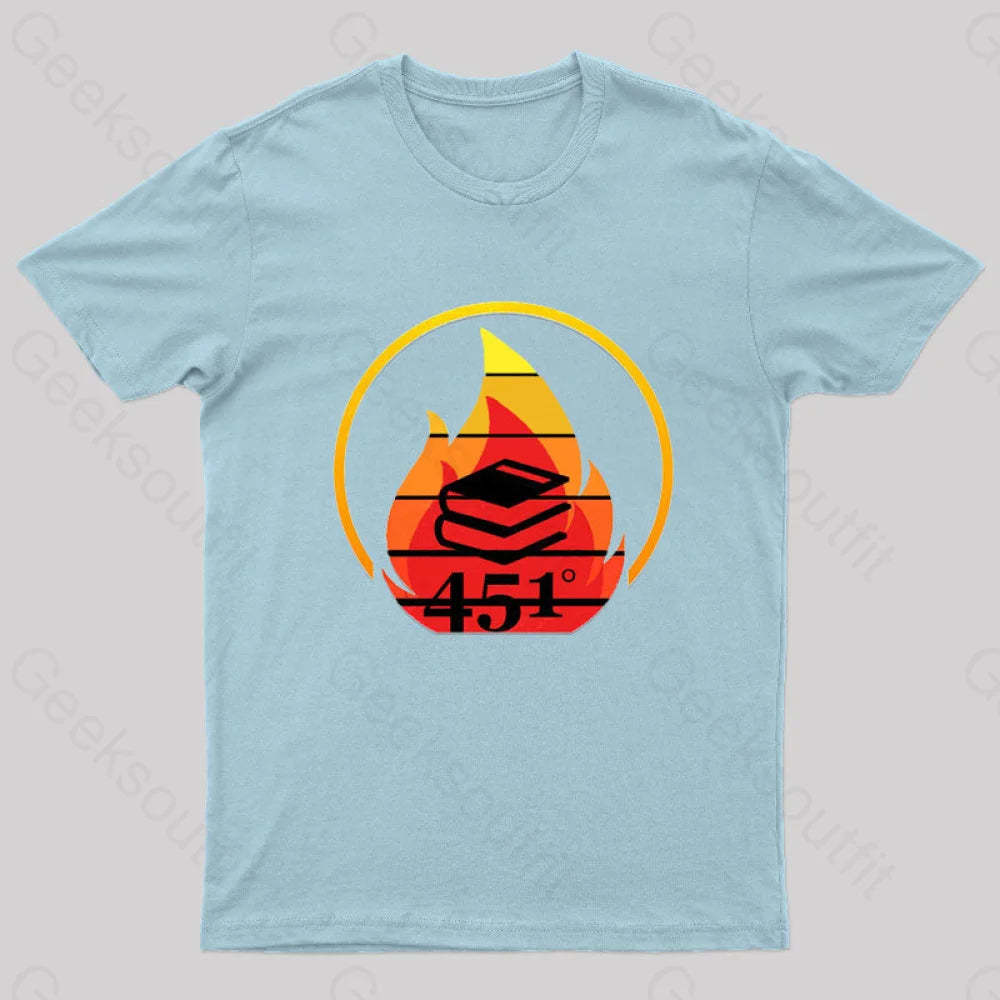 Fahrenheit 451 Retro Nerd T-Shirt Light Blue / S