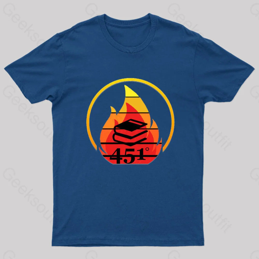 Fahrenheit 451 Retro Nerd T-Shirt Navy / S