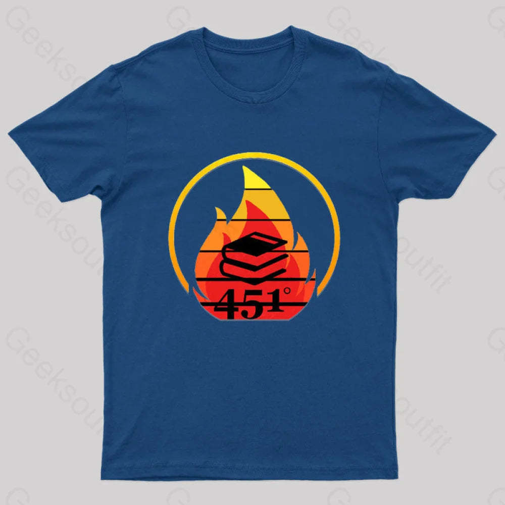 Fahrenheit 451 Retro Nerd T-Shirt Navy / S
