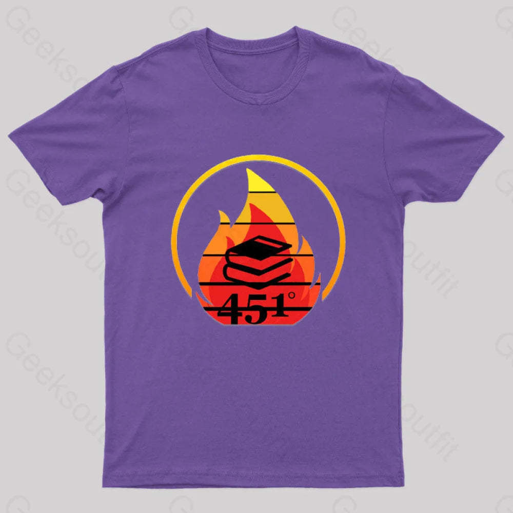 Fahrenheit 451 Retro Nerd T-Shirt Purple / S