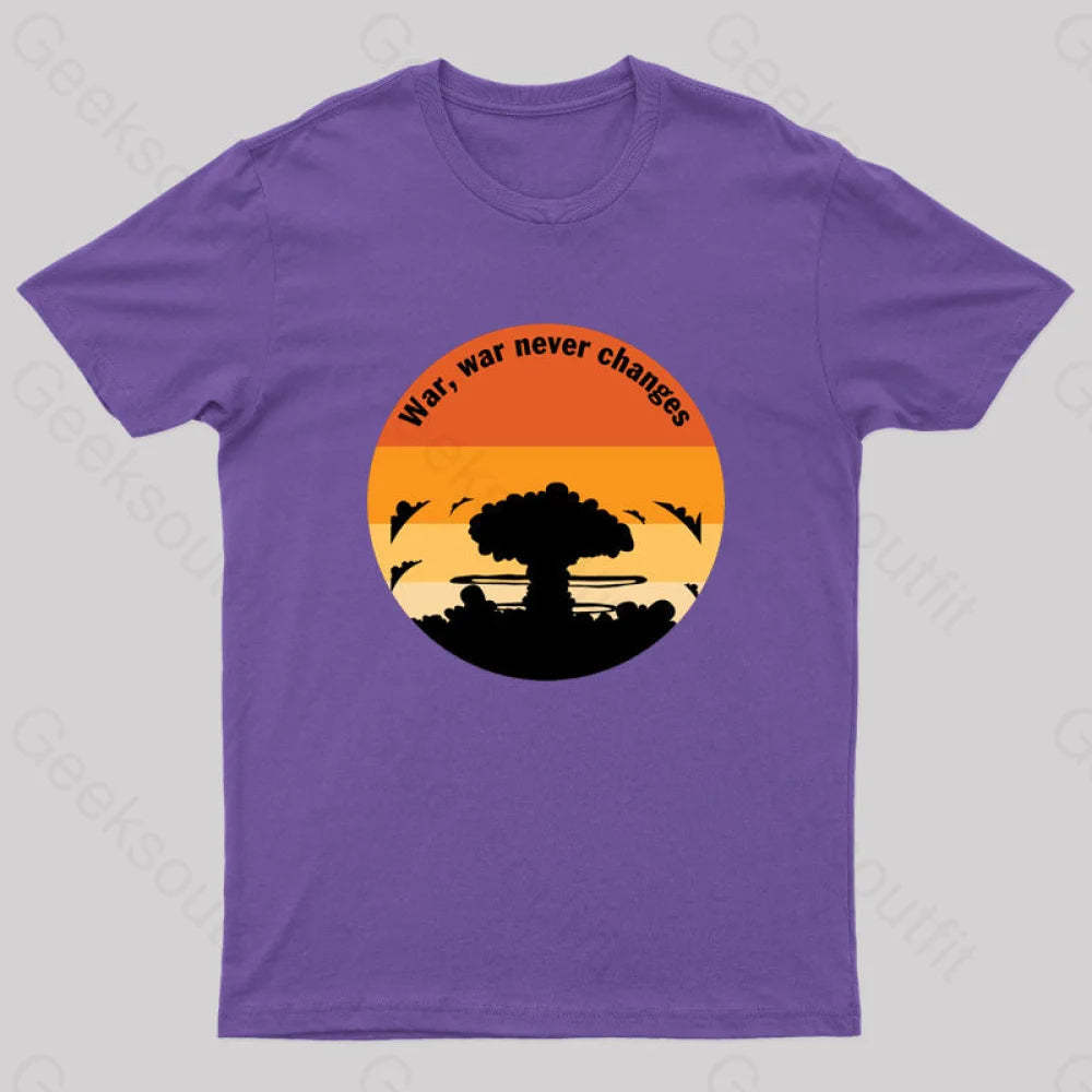 Fall Out War Never Changes Geek T-Shirt Purple / S