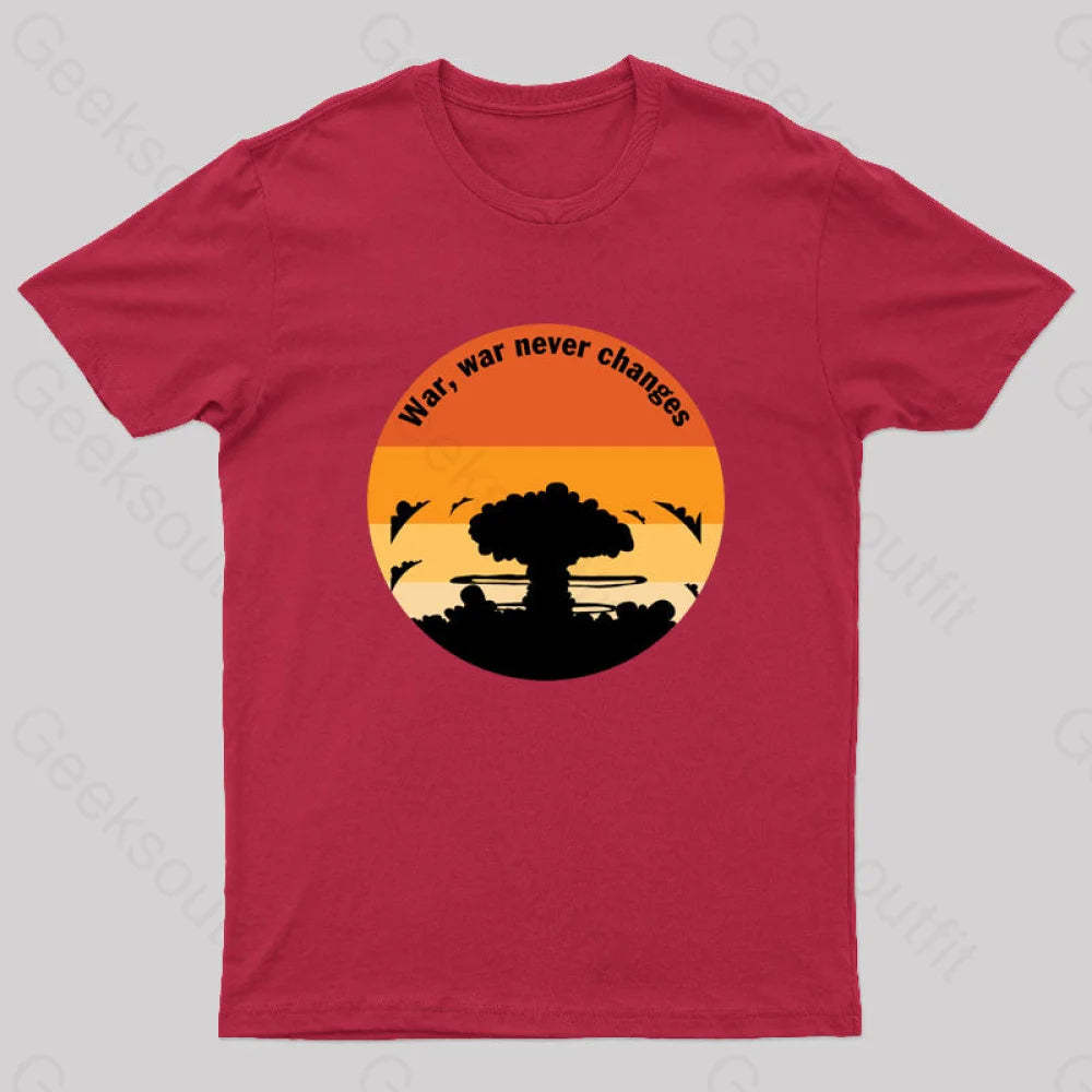 Fall Out War Never Changes Geek T-Shirt Red / S