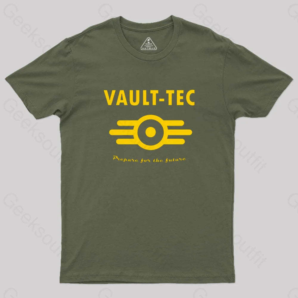Fallout 4 Vault-Tec Logo Essential Geek T-Shirt Army Green / S