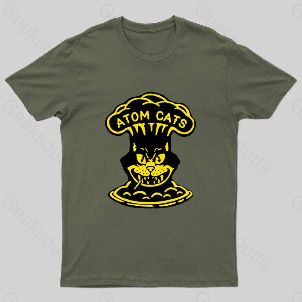 Fallout Atom Cats Garage Nerd T-Shirt Army Green / S