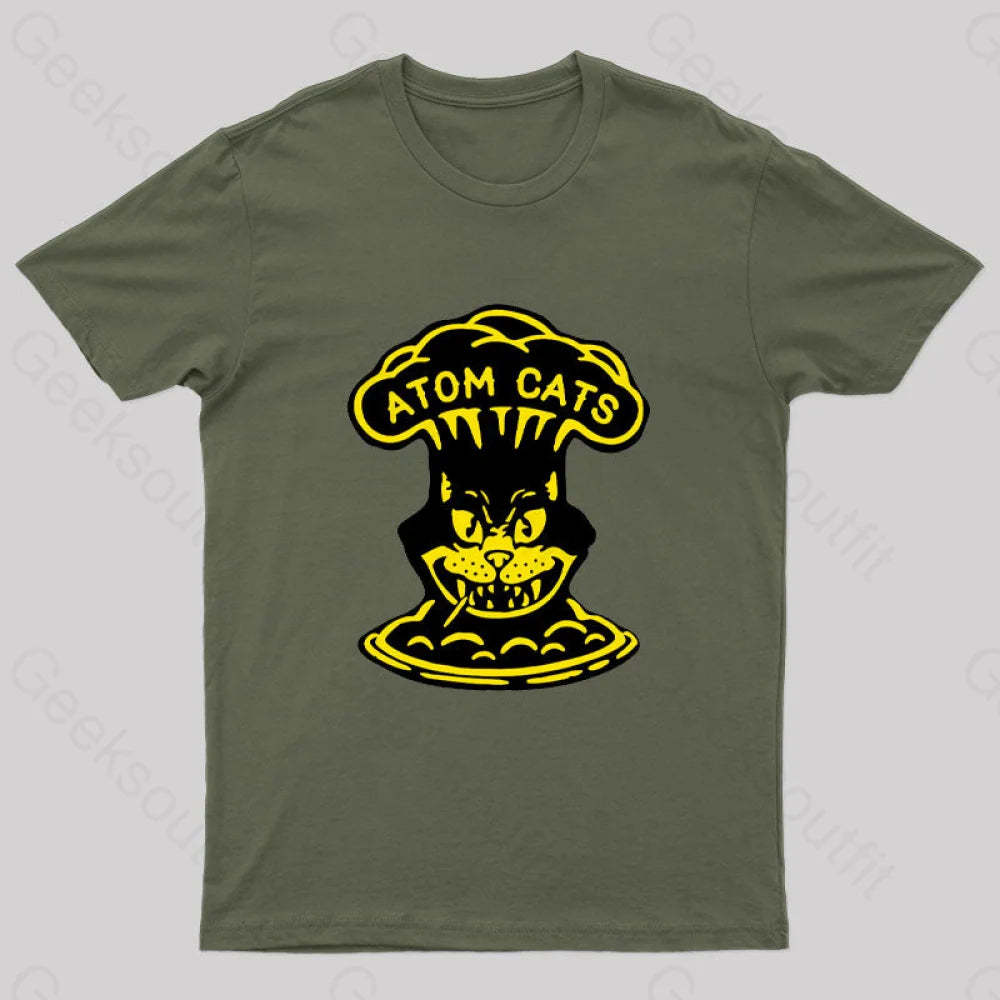 Fallout Atom Cats Garage Nerd T-Shirt Army Green / S
